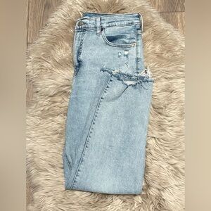 Old Navy Light Blue Distressed Straight Leg Jeans